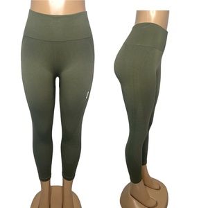 NWT Size S High Compression Militar Green Women Leggings Stretchy Gym Yoga Pants